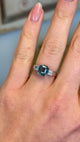 Vintage, 1930s teal sapphire & diamond three-stone ring