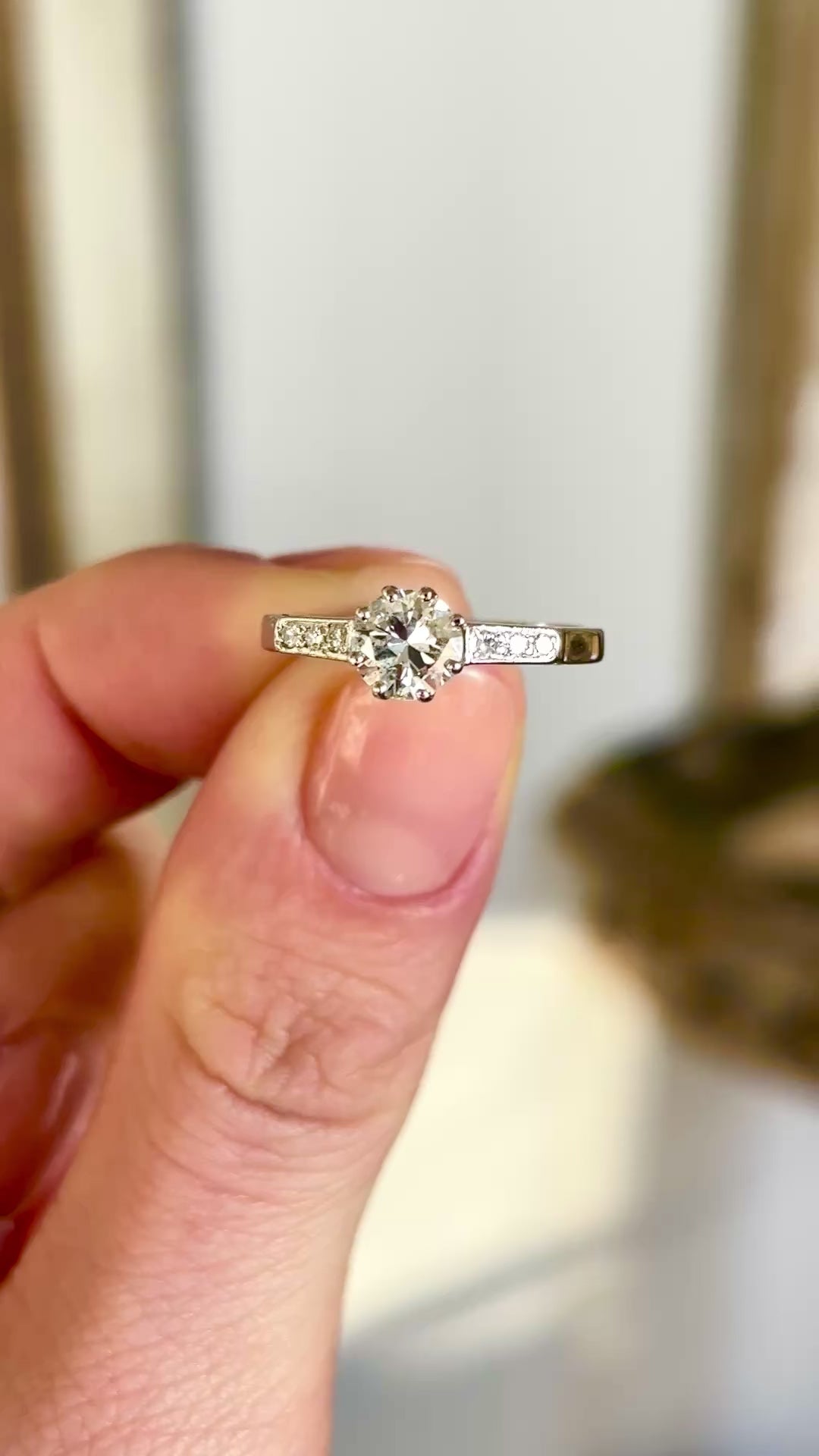 Antique, Edwardian solitaire diamond engagement ring