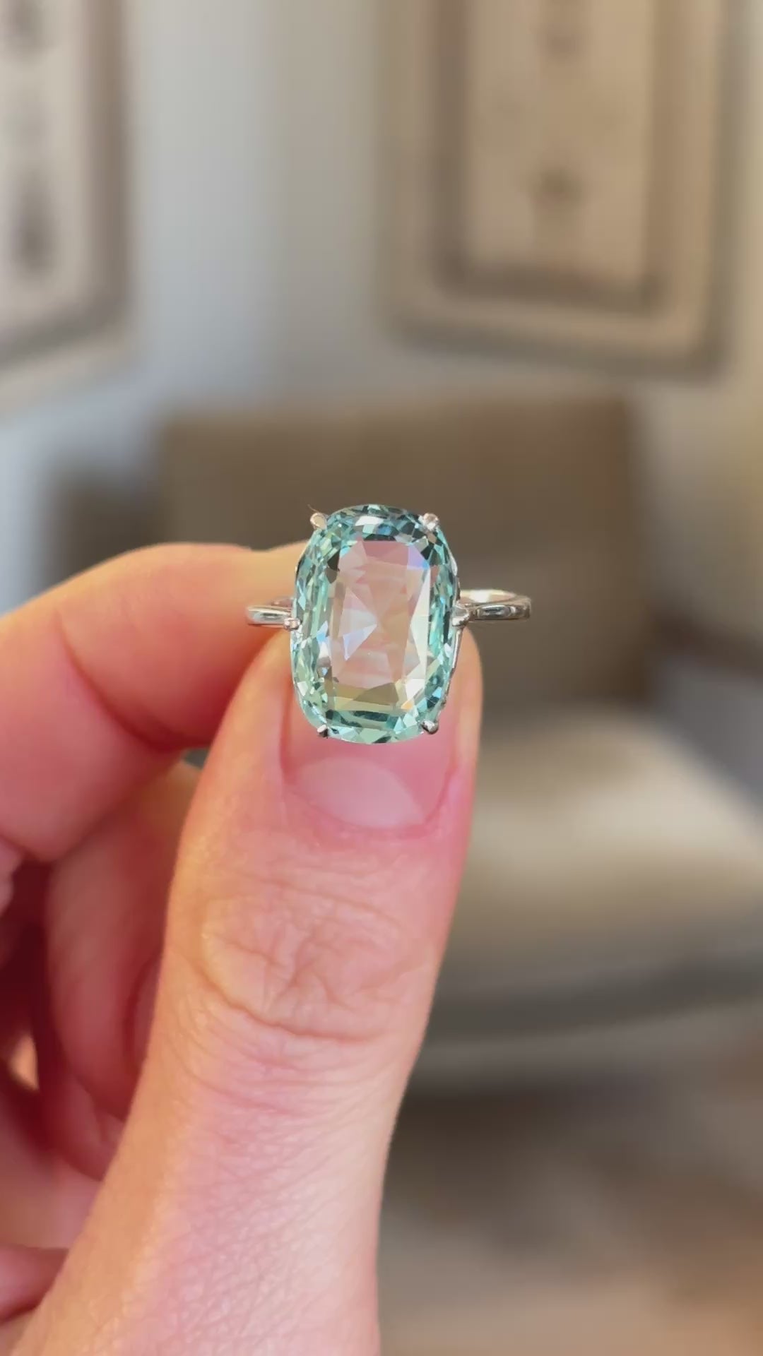 Vintage, 1970s aquamarine cocktail ring