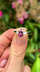 Vintage, 1980s tourmaline & diamond three-stone ring, platinum