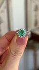 Vintage, 1940s emerald & diamond cluster ring