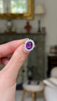 Antique, Edwardian amethyst and diamond cluster ring, 18ct yellow gold
