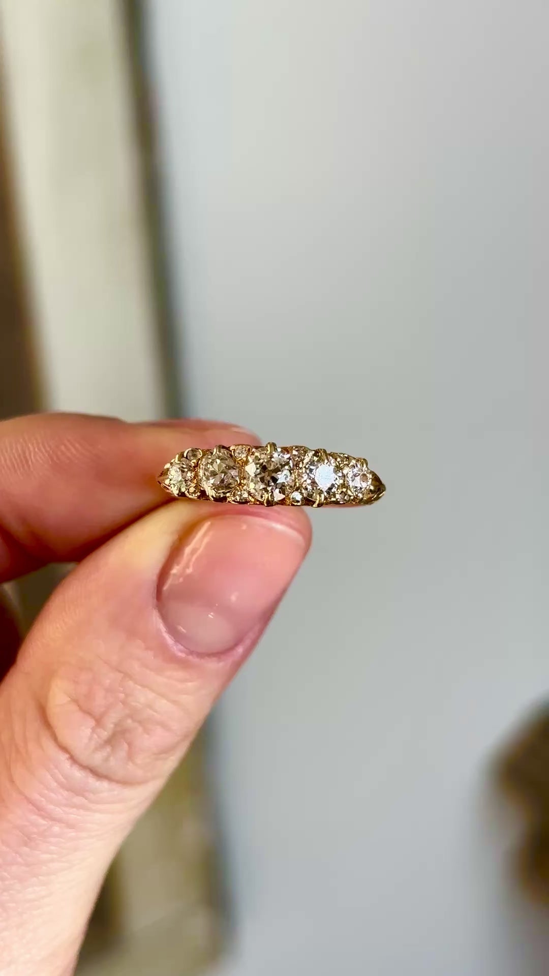 Antique, Edwardian half-hoop diamond ring