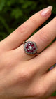 Antique, Victorian ruby & diamond cluster ring, 18ct yellow gold