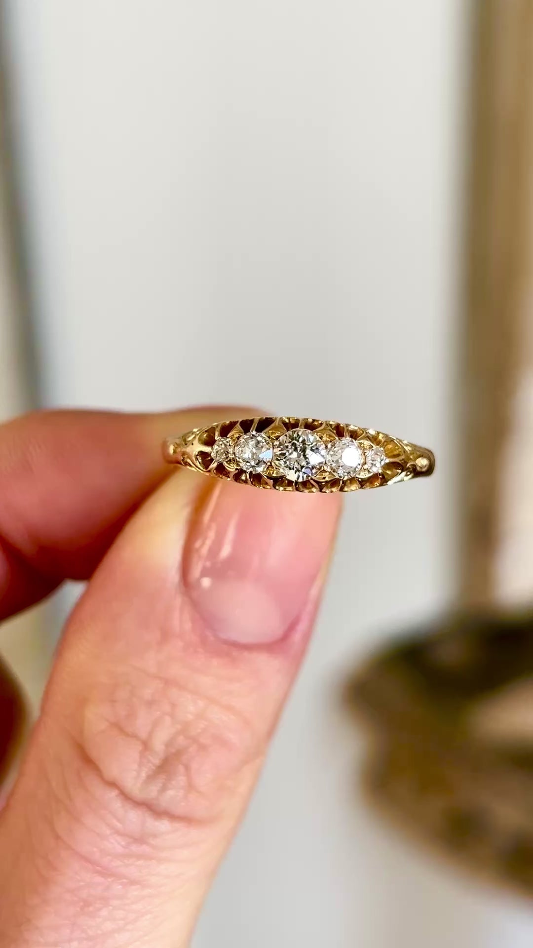 Antique, Edwardian five-stone diamond ring