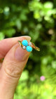 Antique, Edwardian turquoise and diamond ring, 18ct yellow gold