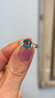 Vintage, 1930s teal sapphire & diamond three-stone ring