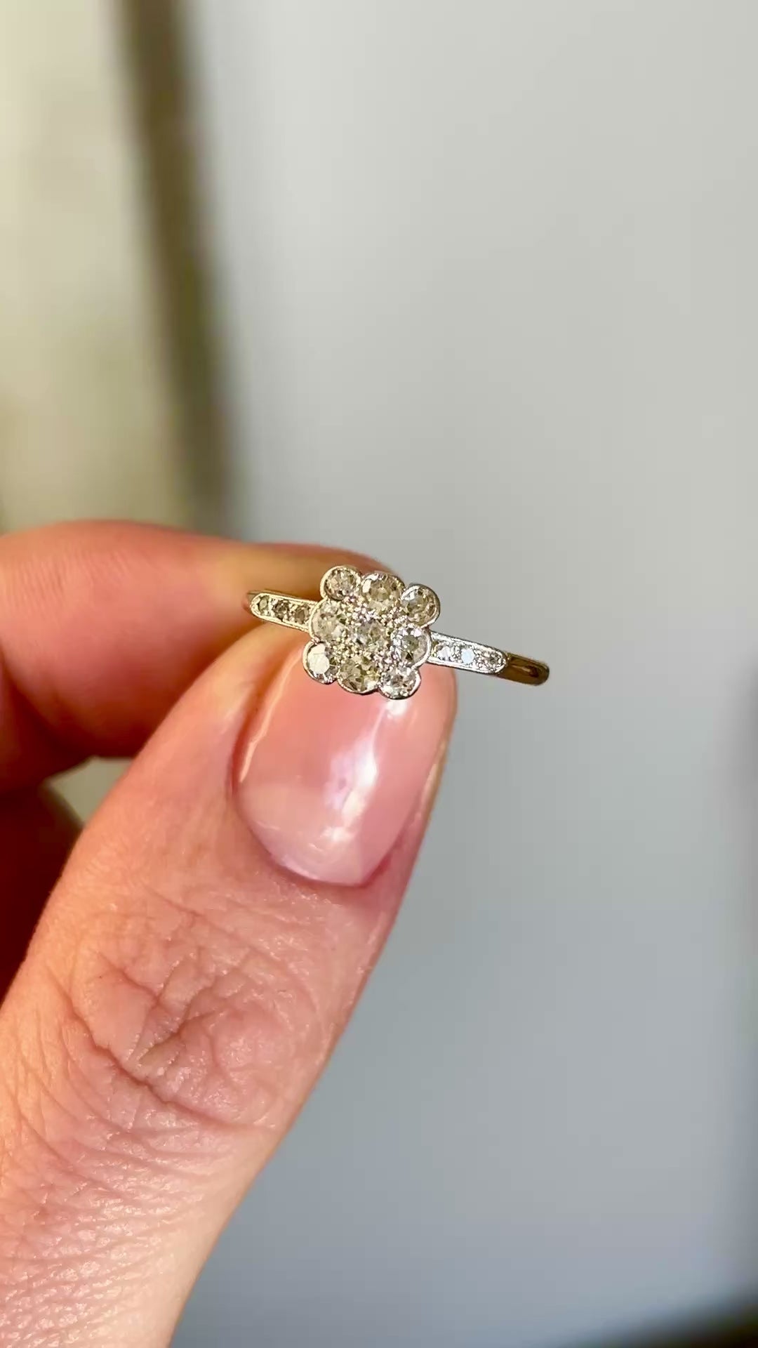 Antique, Edwardian diamond square cluster ring