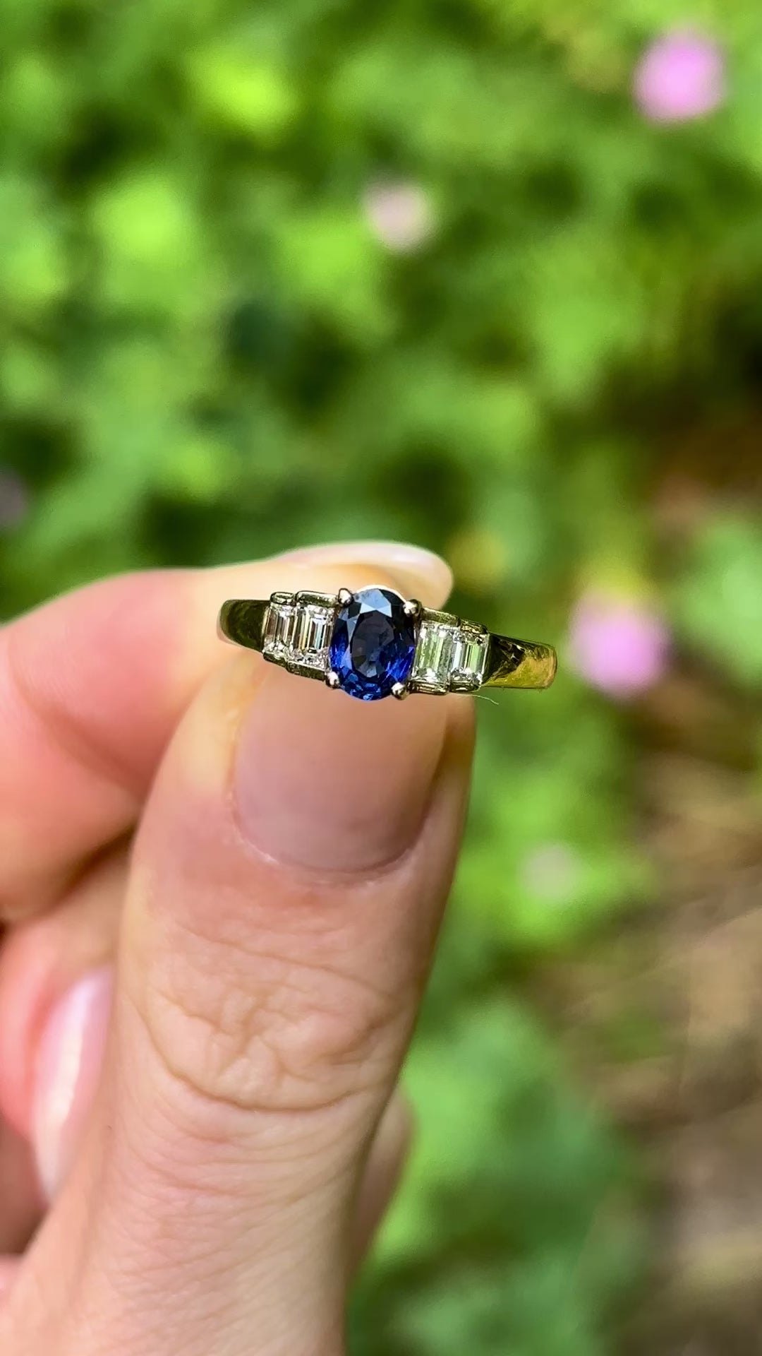 Vintage, sapphire & diamond engagement ring, 18ct yellow gold