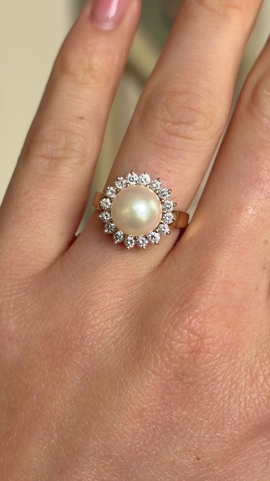 Vintage, 1980s pearl & diamond cluster ring