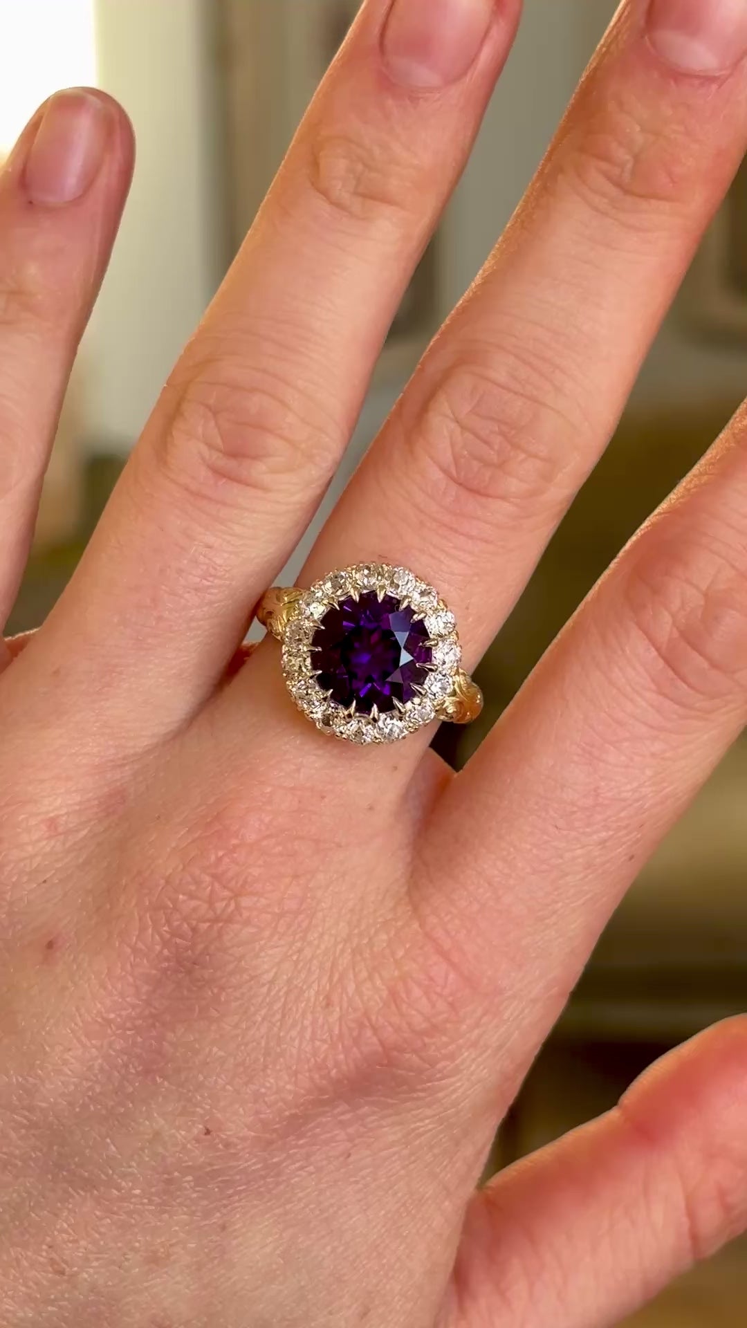 Antique, Victorian amethyst & diamond cluster ring