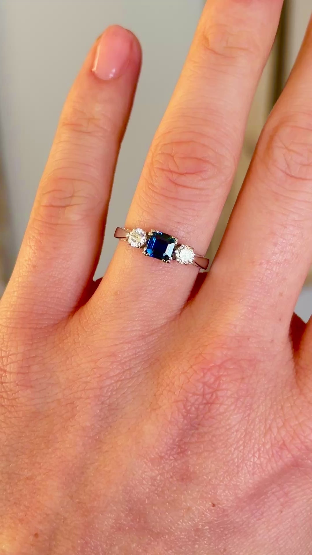 Vintage, 1980s sapphire & diamond three stone ring