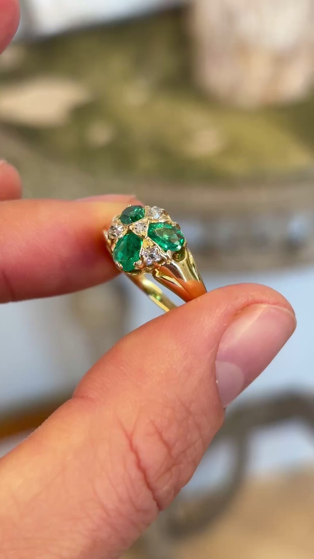 Antique, Victorian emerald & diamond ring