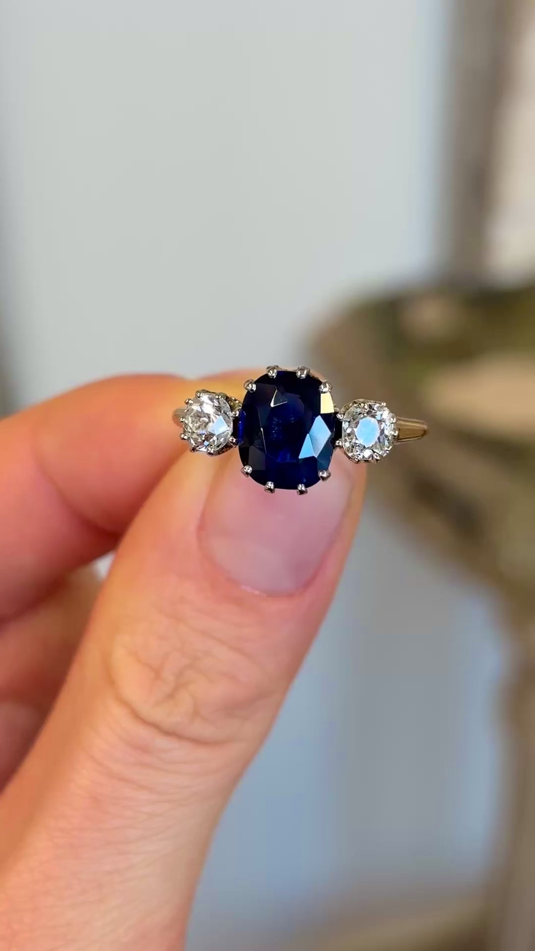 Vintage, Art Deco sapphire & diamond three-stone ring