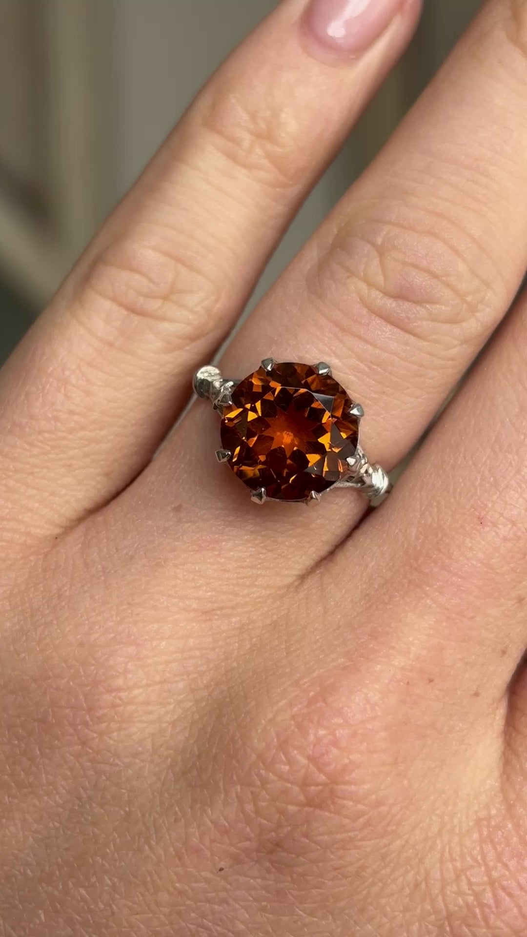 Vintage, 1930s citrine single-stone  ring, silver