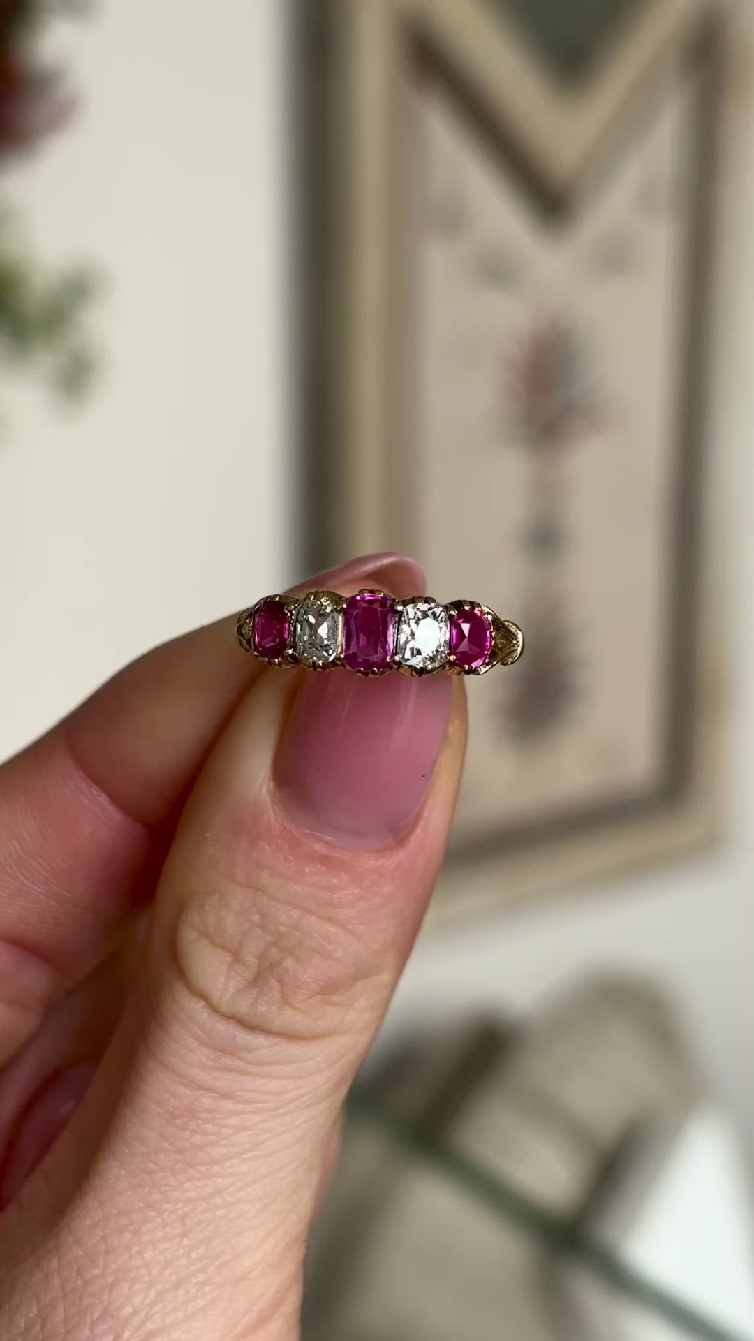 Antique, Victorian pink sapphire & diamond ring