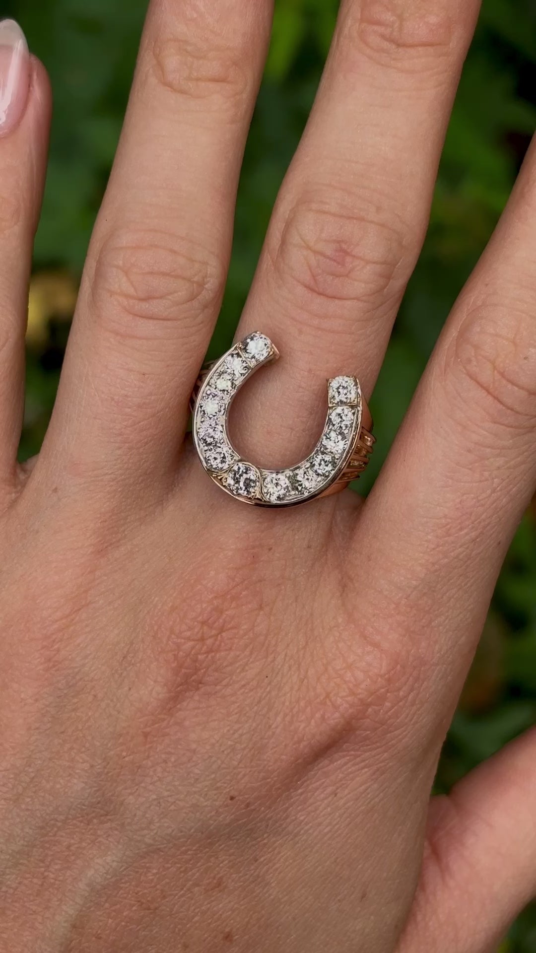 Antique Diamond Horse Shoe Statement Ring