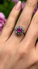 Vintage, pink sapphire and diamond cluster ring, 14ct white gold