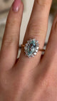 Vintage, aquamarine & diamond cluster ring