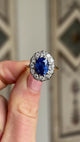 Antique, Victorian sapphire & diamond cluster ring, 18ct yellow gold 