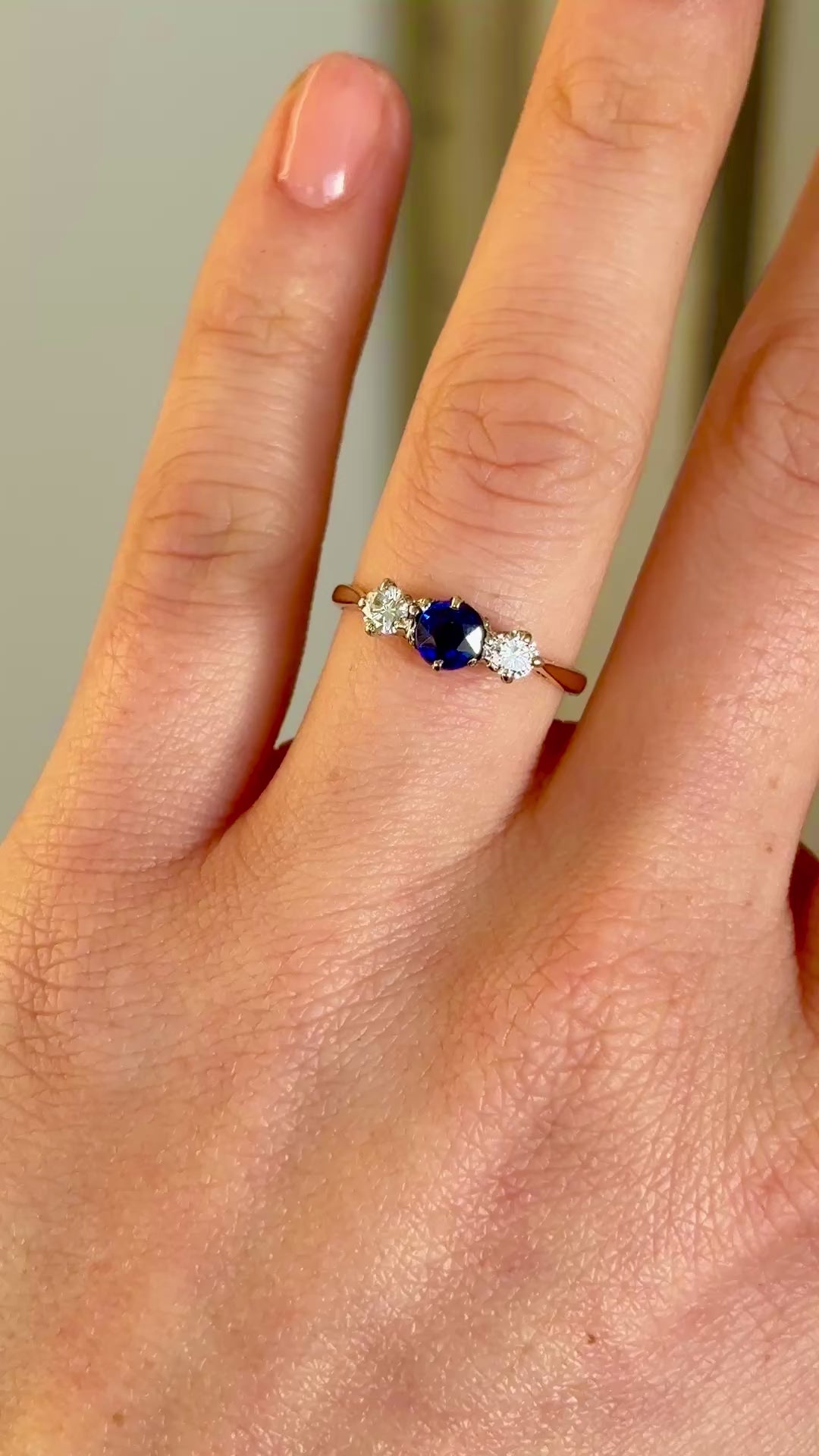 Antique, Edwardian sapphire & diamond three-stone ring