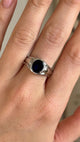 Vintage, Tiffany & Co. single-stone sapphire ring worn on hand