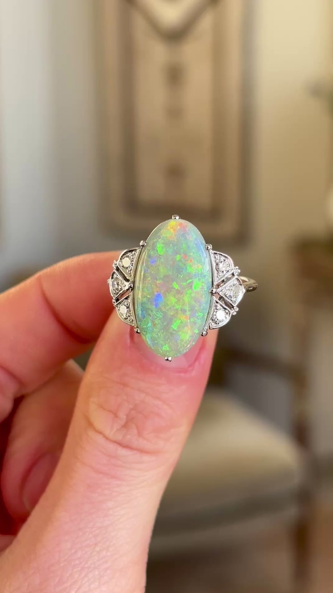 Vintage, Art Deco opal cocktail ring