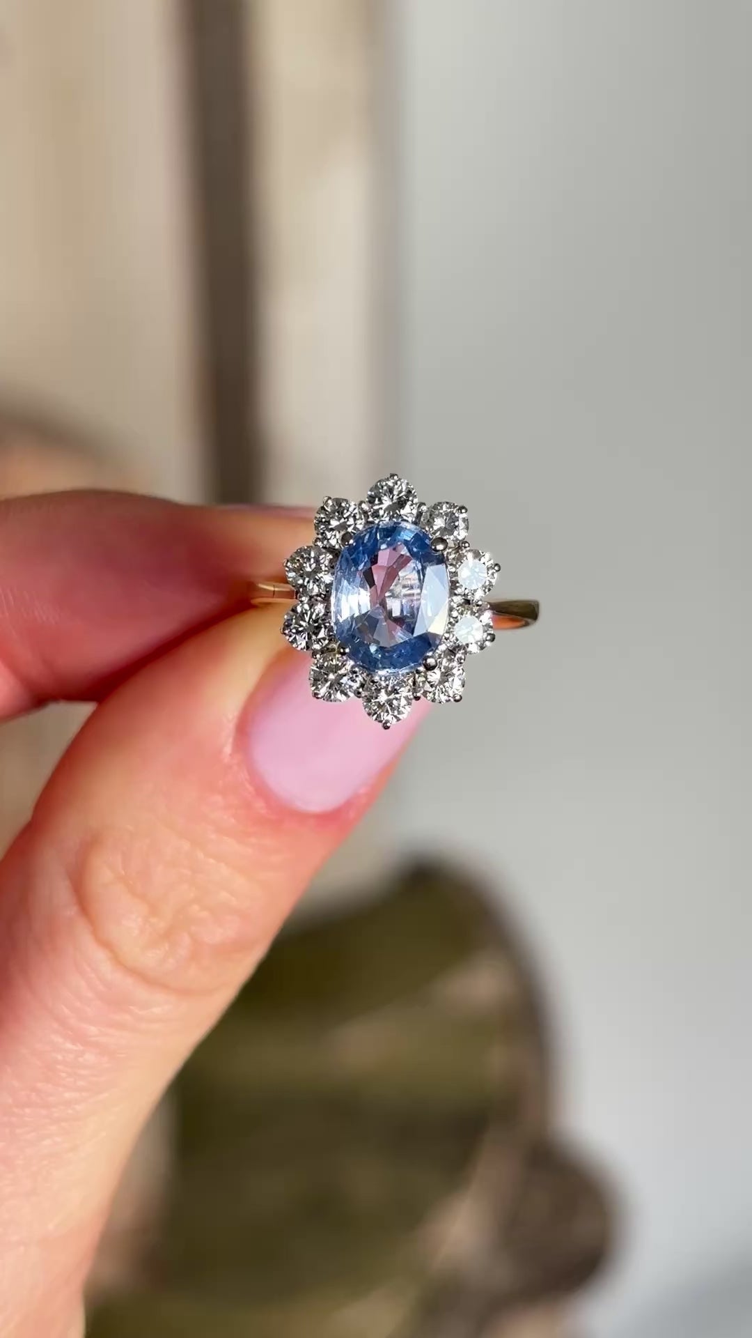 Vintage, 1980s sapphire & diamond cluster ring