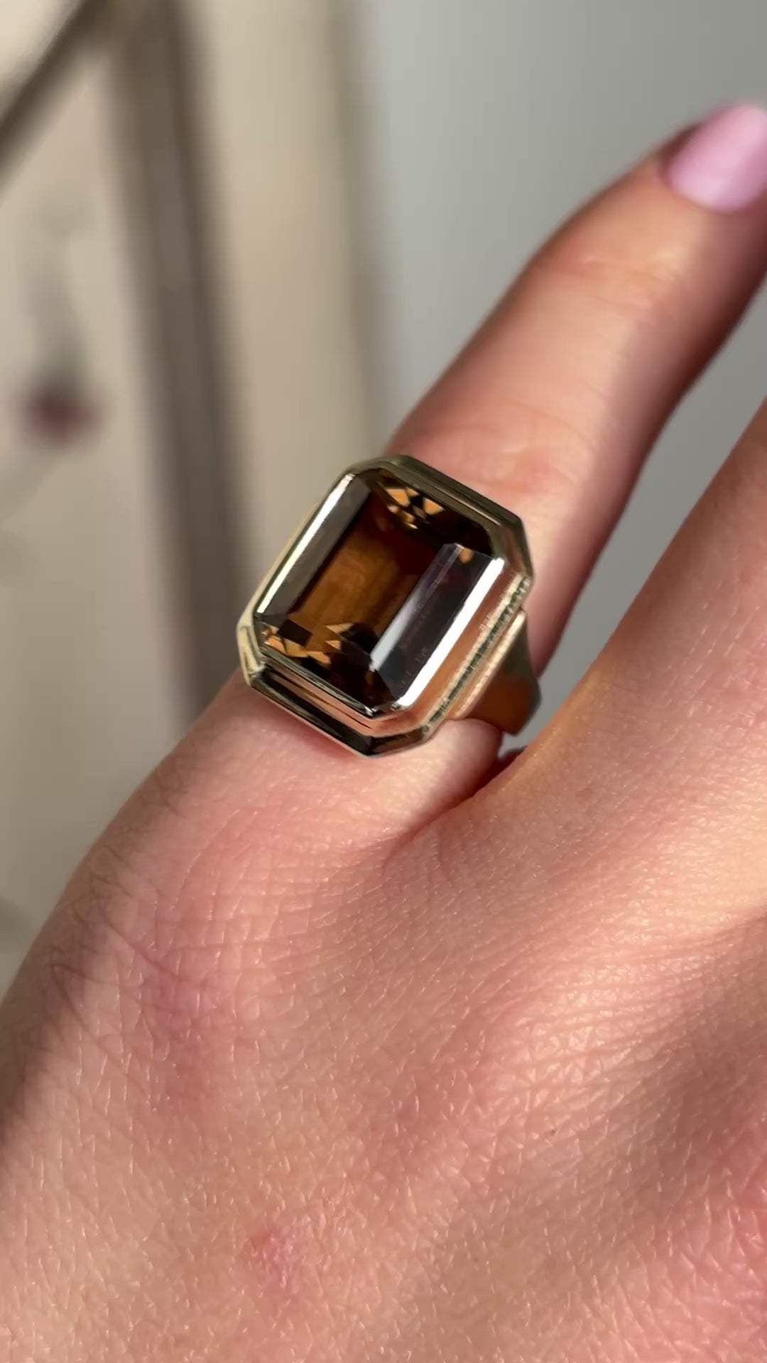 Vintage, 1950s smokey topaz ring