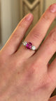 Antique, Edwardian pink sapphire & diamond three-stone ring