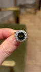 Antique, Edwardian green sapphire & diamond cluster ring