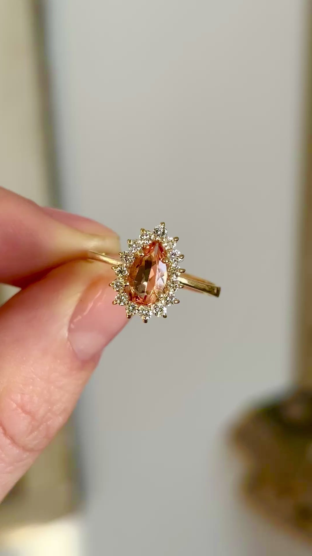 Vintage, 1950s pear-cut morganite cluster ring