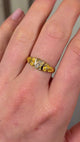 Antique, Victorian three-stone diamond scroll ring