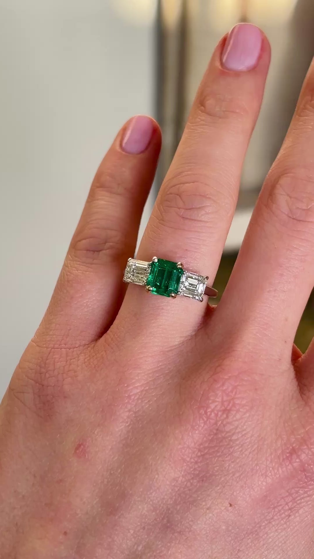 Vintage, Cartier emerald & diamond three-stone ring