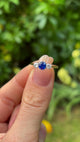 Antique, Edwardian sapphire & diamond three-stone ring, 18ct yellow gold & platinum