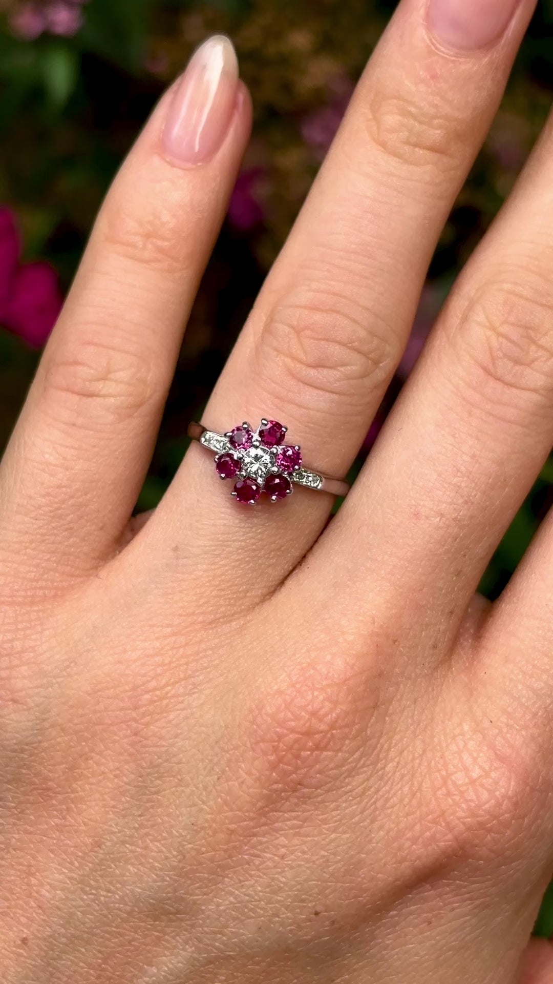 Vintage, 1960s ruby & diamond cluster ring