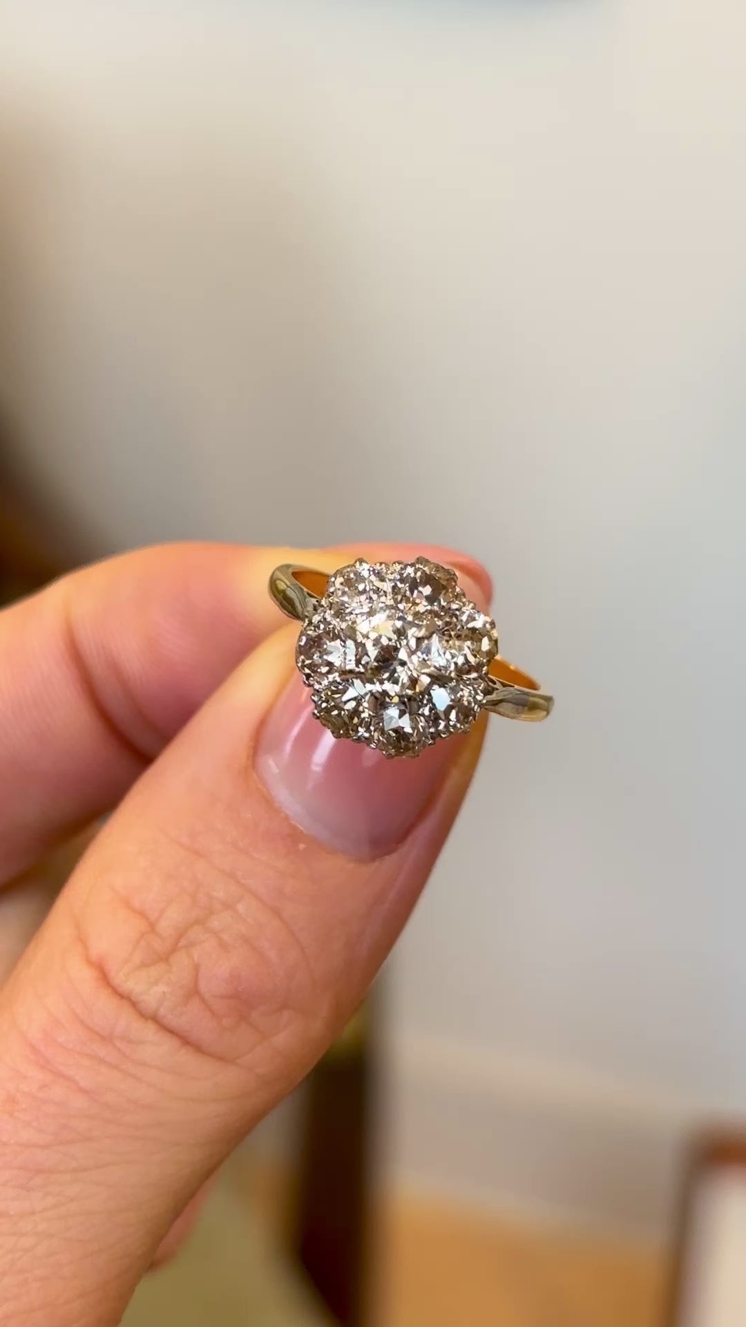 Antique, Edwardian brown diamond cluster ring