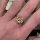 Antique old-cut diamond surrounded by pearls, 18ct yellow gold