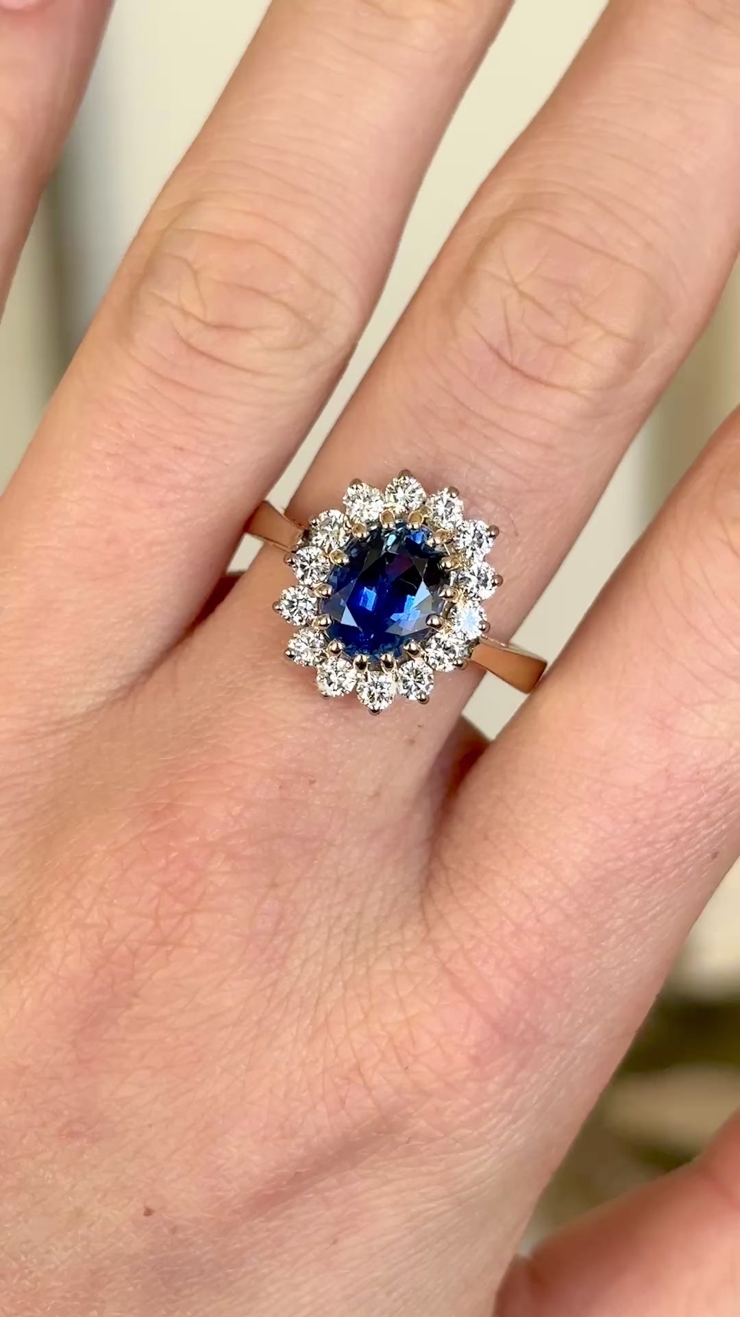 2197-
Vintage, 1980s sapphire & diamond cluster ring
-