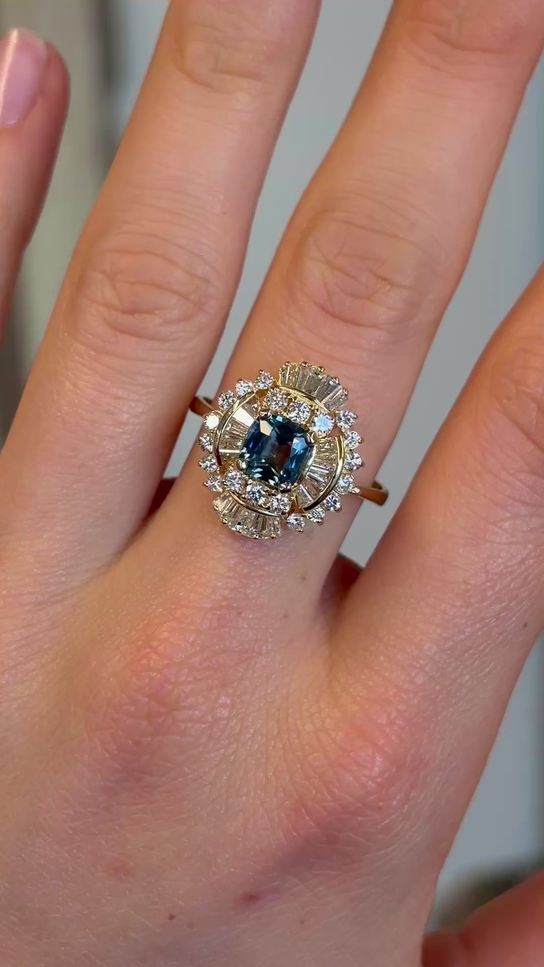 Vintage, sapphire and diamond cocktail cluster ring