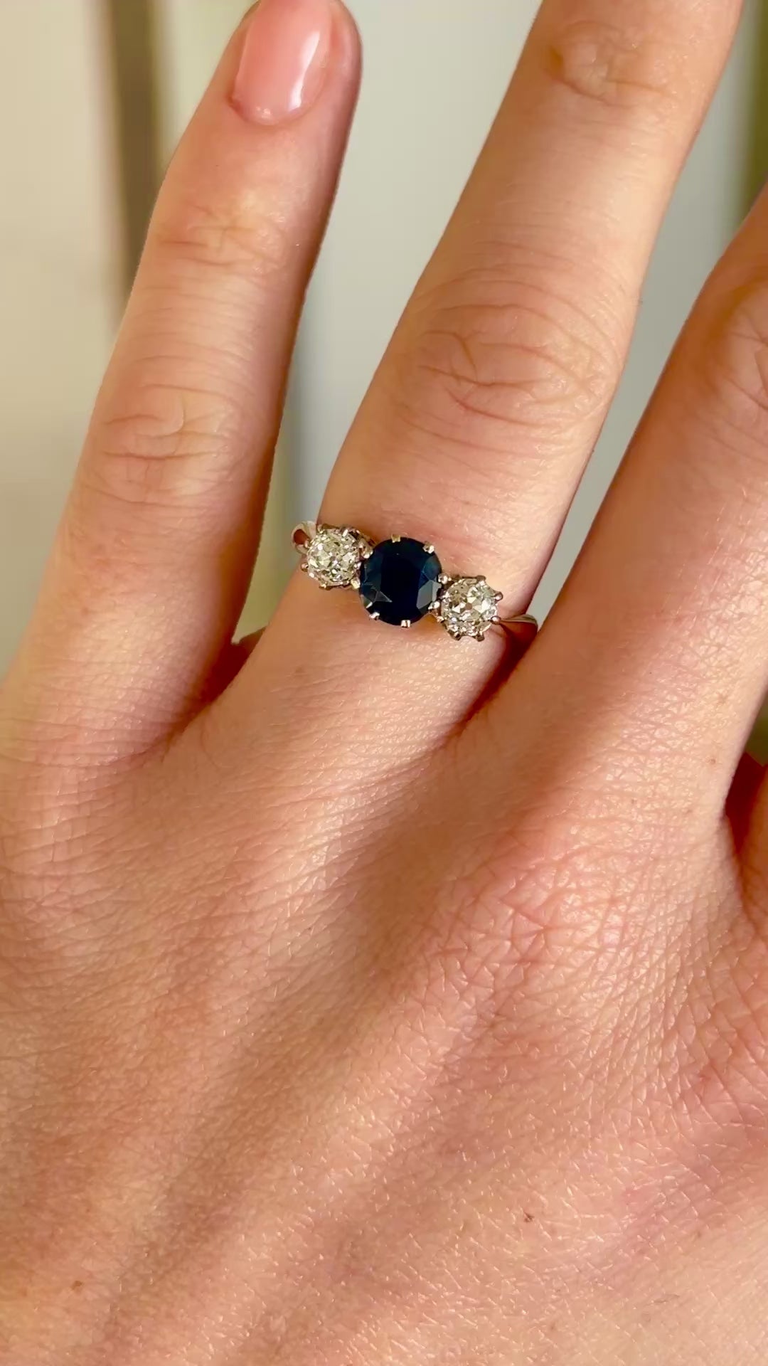 Antique, Edwardian sapphire & diamond three-stone ring