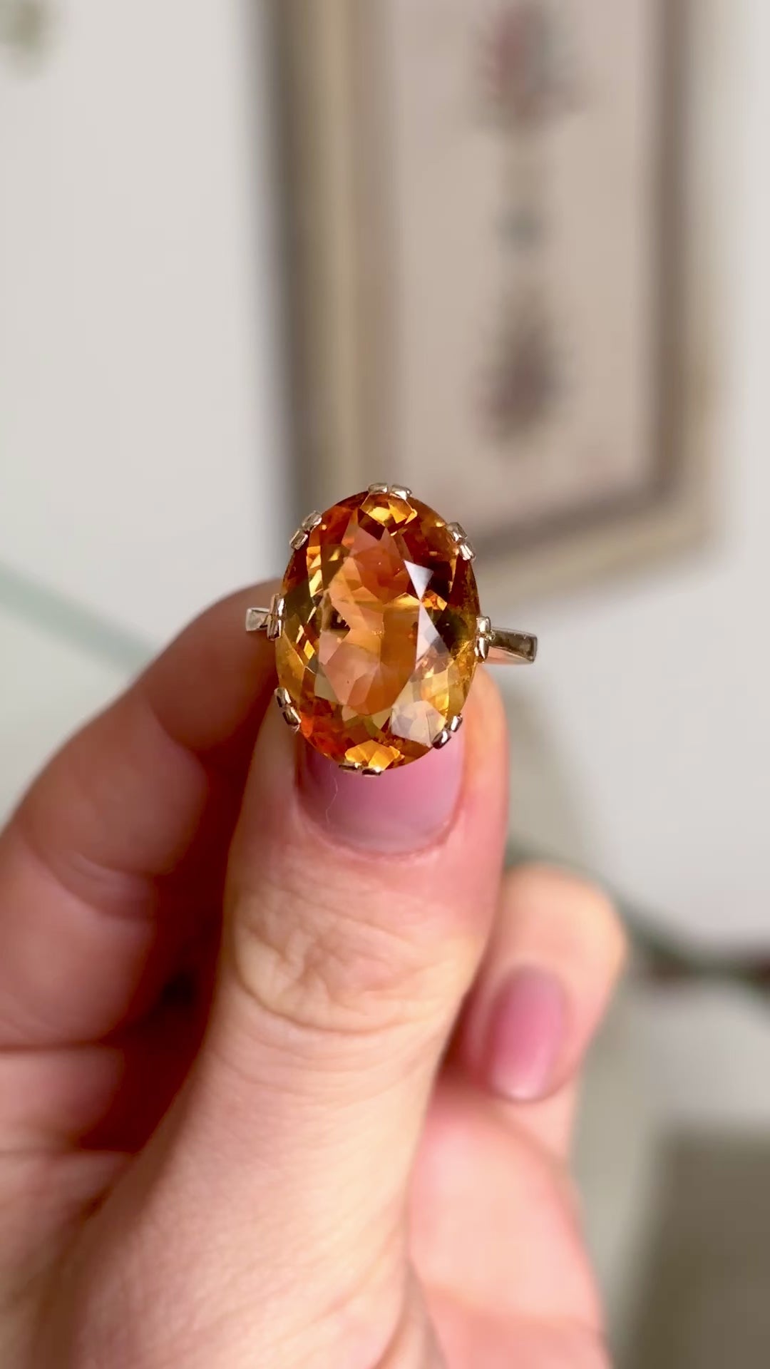 Vintage, 1980s citrine cocktail ring