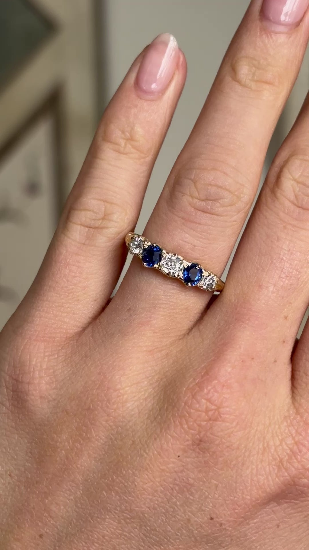 Antique, Edwardian five-stone sapphire & diamond ring