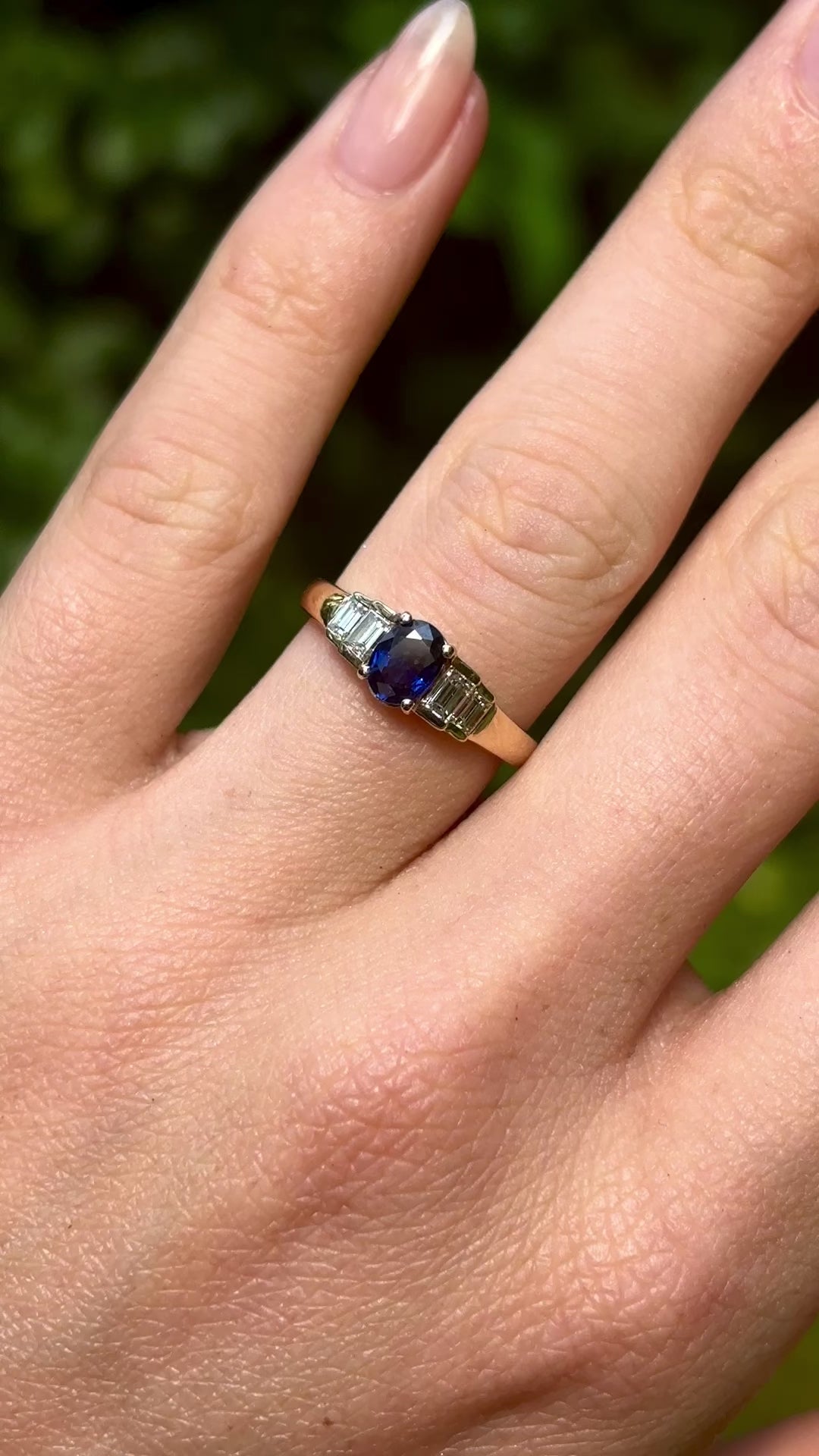 Vintage, sapphire & diamond engagement ring, 18ct yellow gold