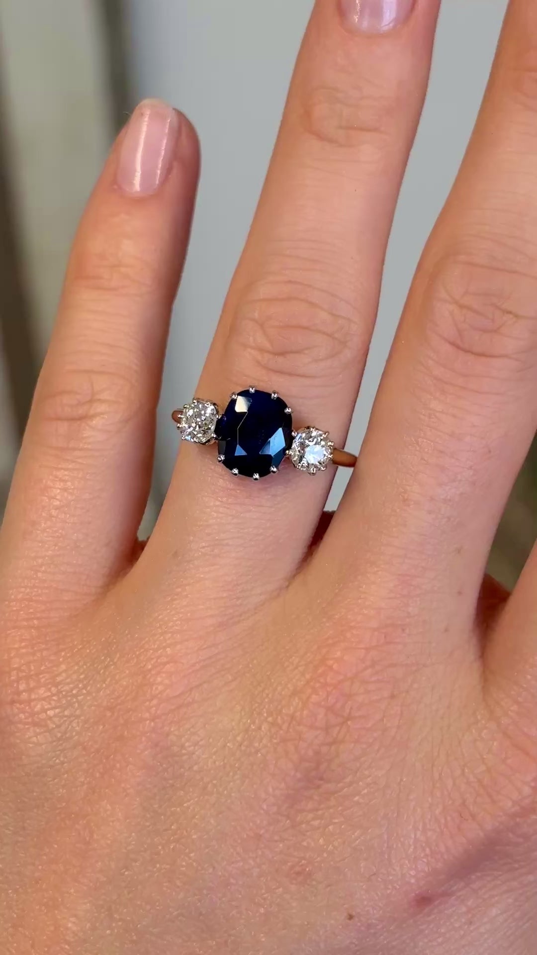 Vintage, Art Deco sapphire & diamond three-stone ring