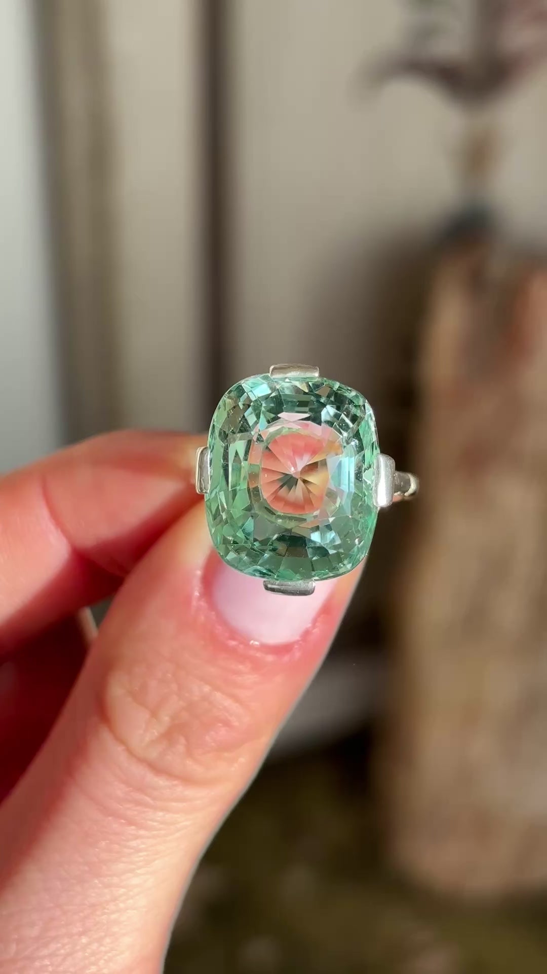 Vintage, Art Deco aquamarine cocktail ring