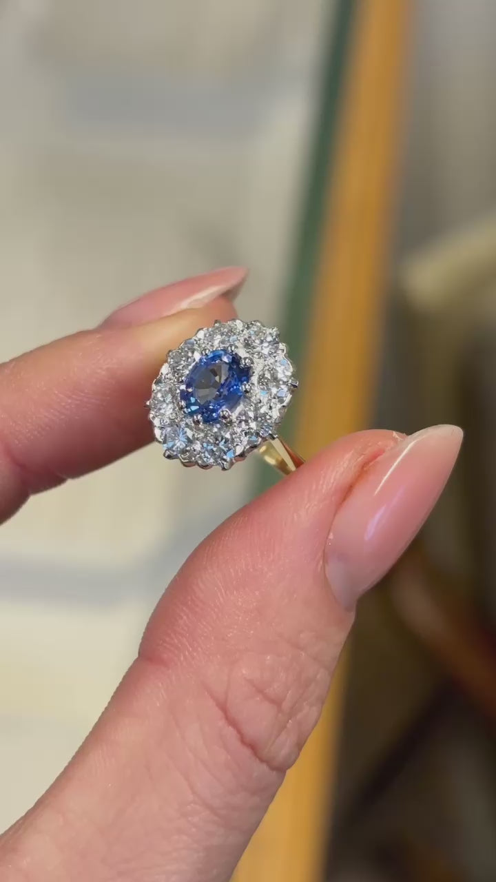 Vintage, sapphire & diamond cluster ring