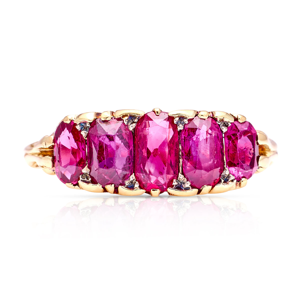 Antique, Edwardian ruby half hoop ring