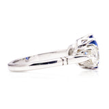 Vintage, sapphire and diamond three-stone ring