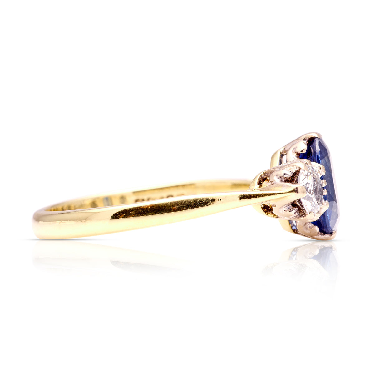 Vintage, 1980s sapphire & diamond three-stone ring